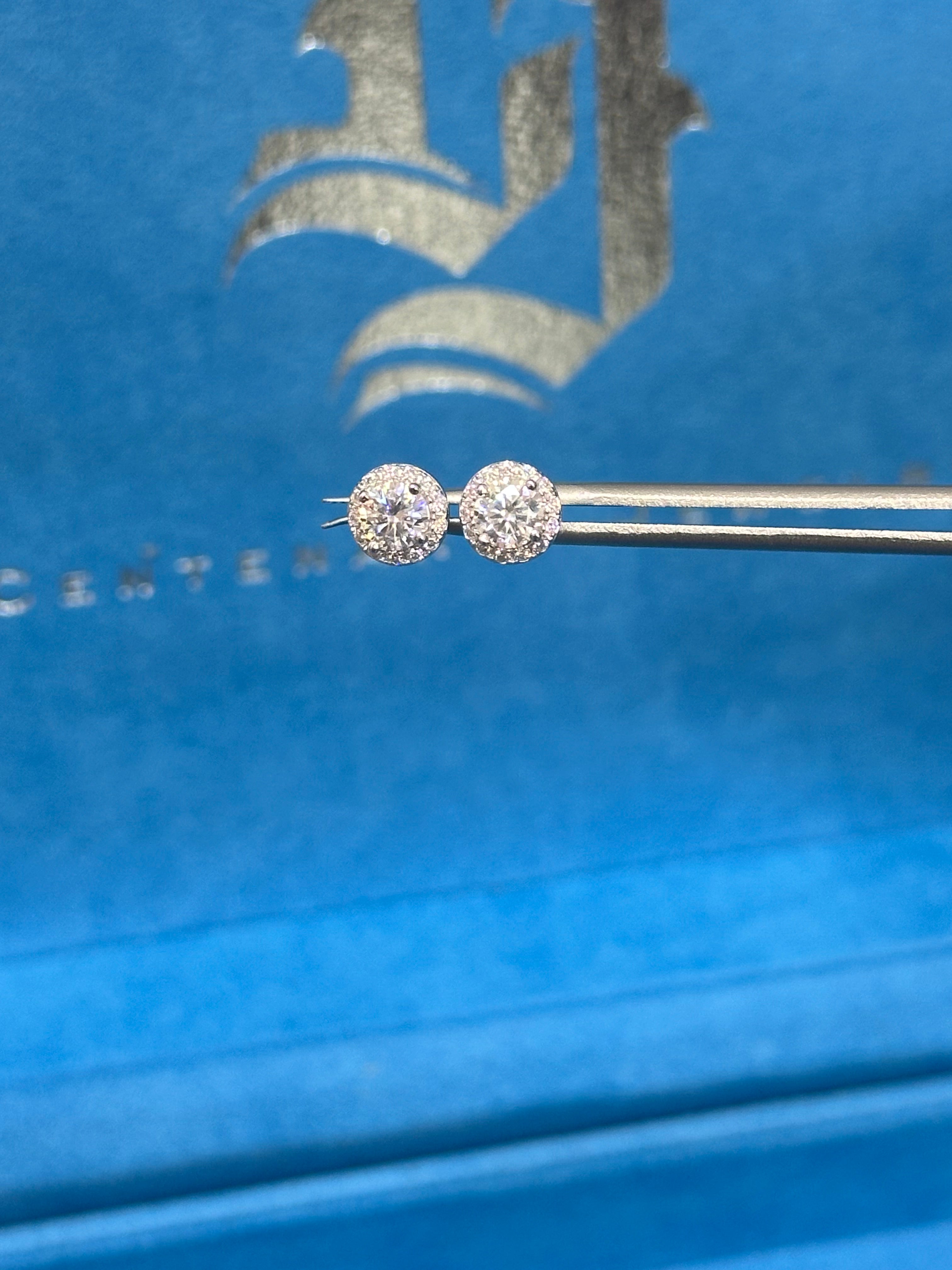 Aretes Halo Stud moissanite