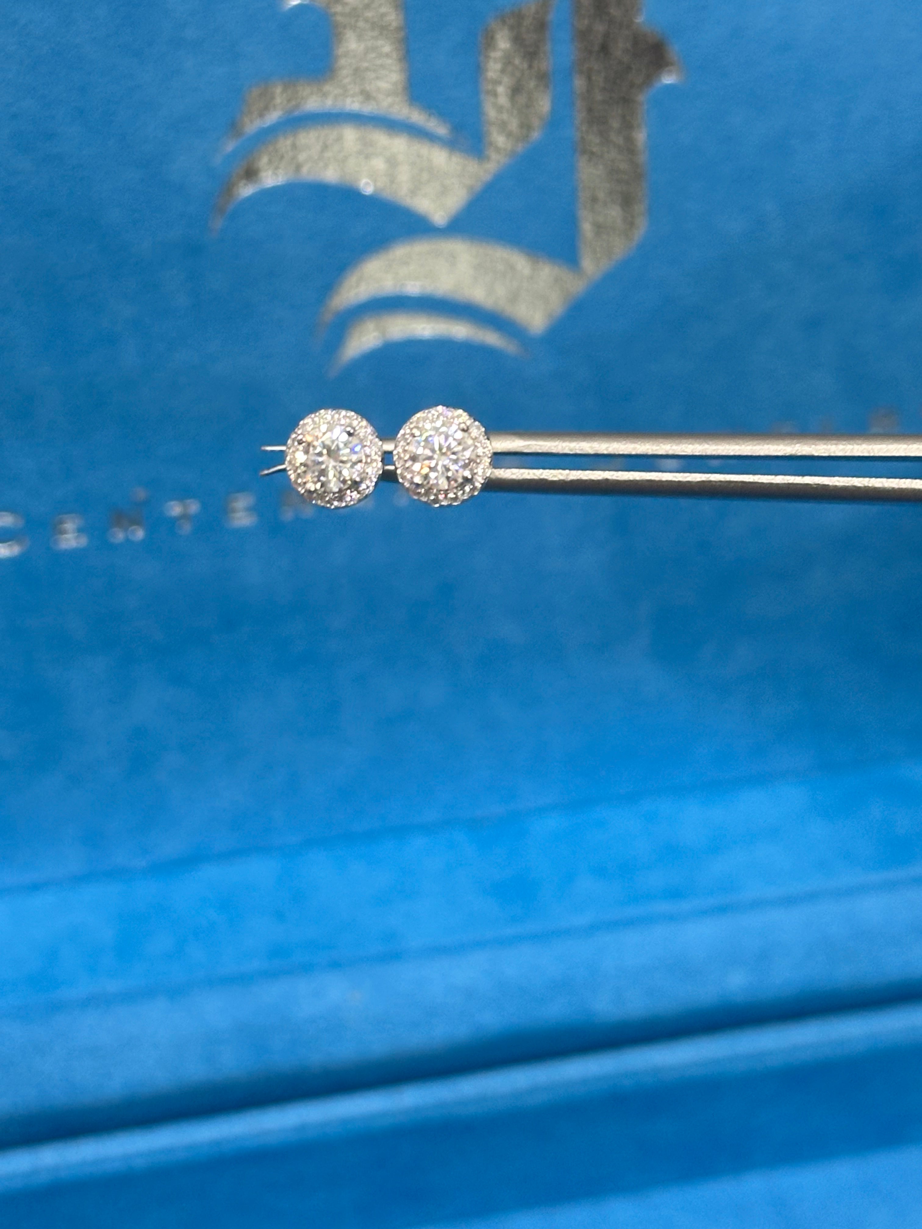 Aretes Halo Stud moissanite
