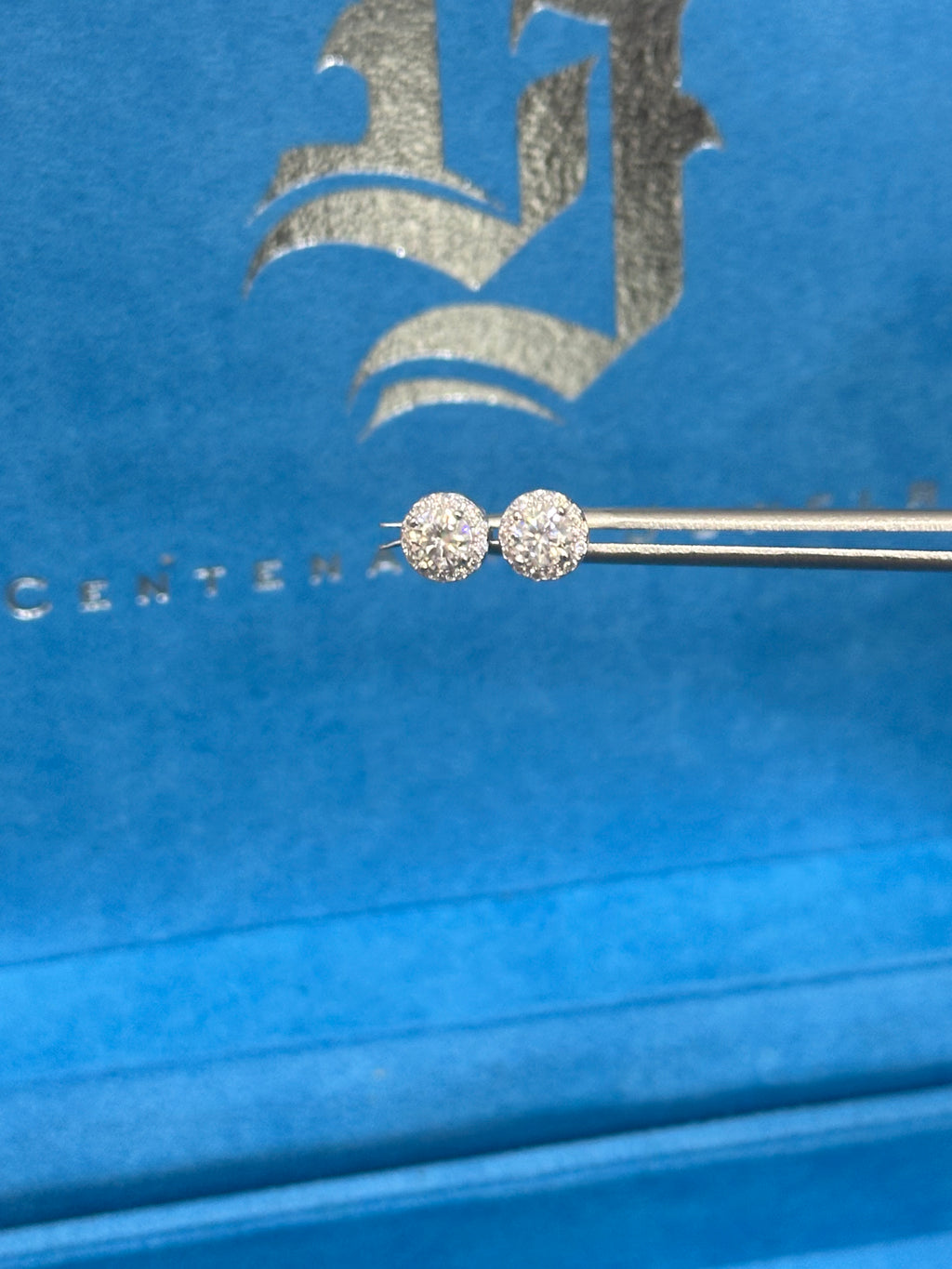 Aretes Halo Stud moissanite