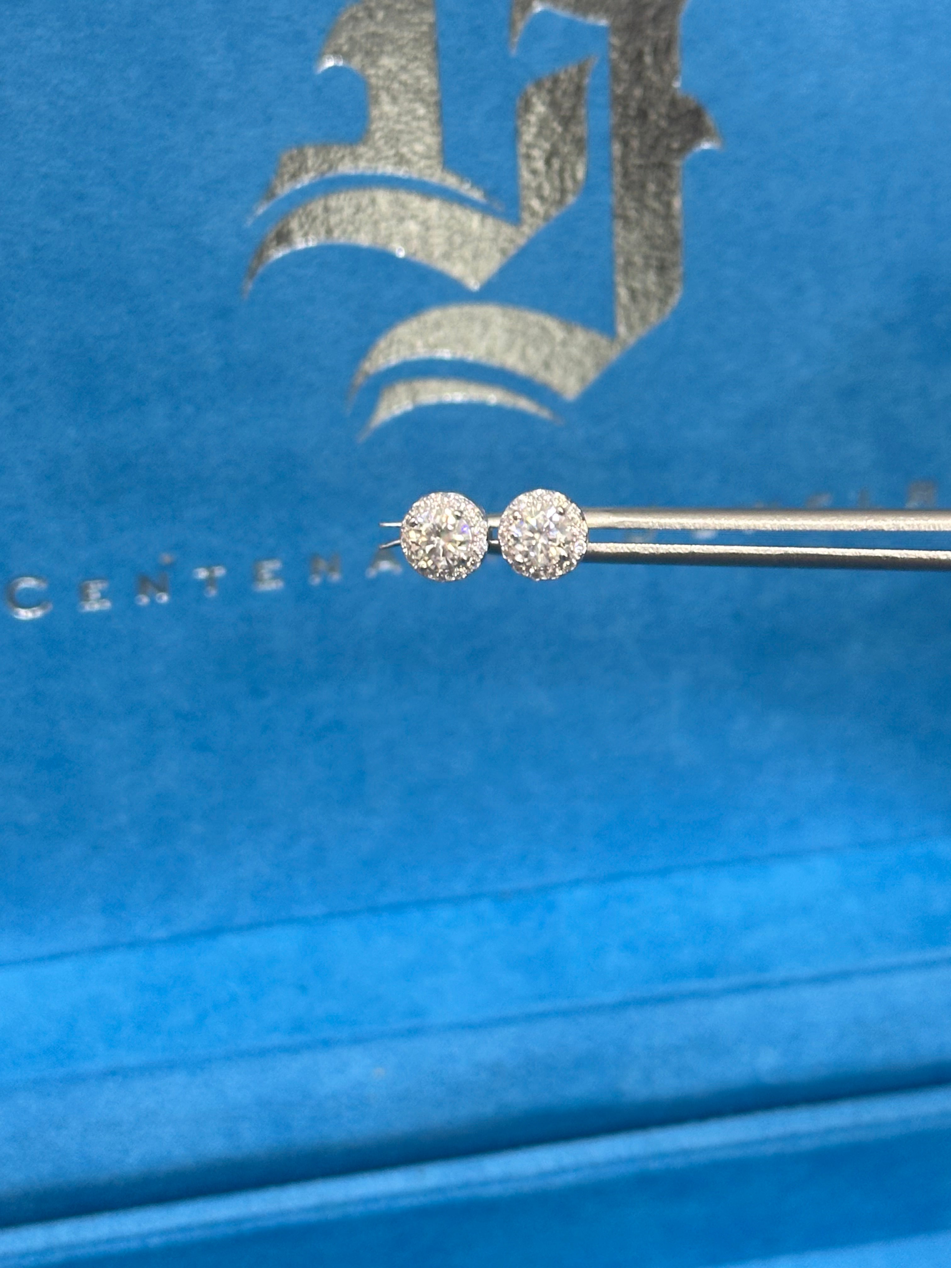 Aretes Halo Stud moissanite